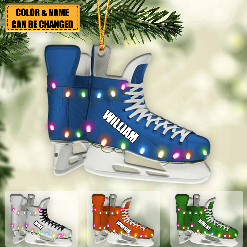 Ice Hockey Skates - Personalized Christmas Ornament - Gift for Hockey Players