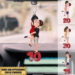 Personalized Doll Couple Kissing Hugging Car hanging Ornament - Gift For Couple.