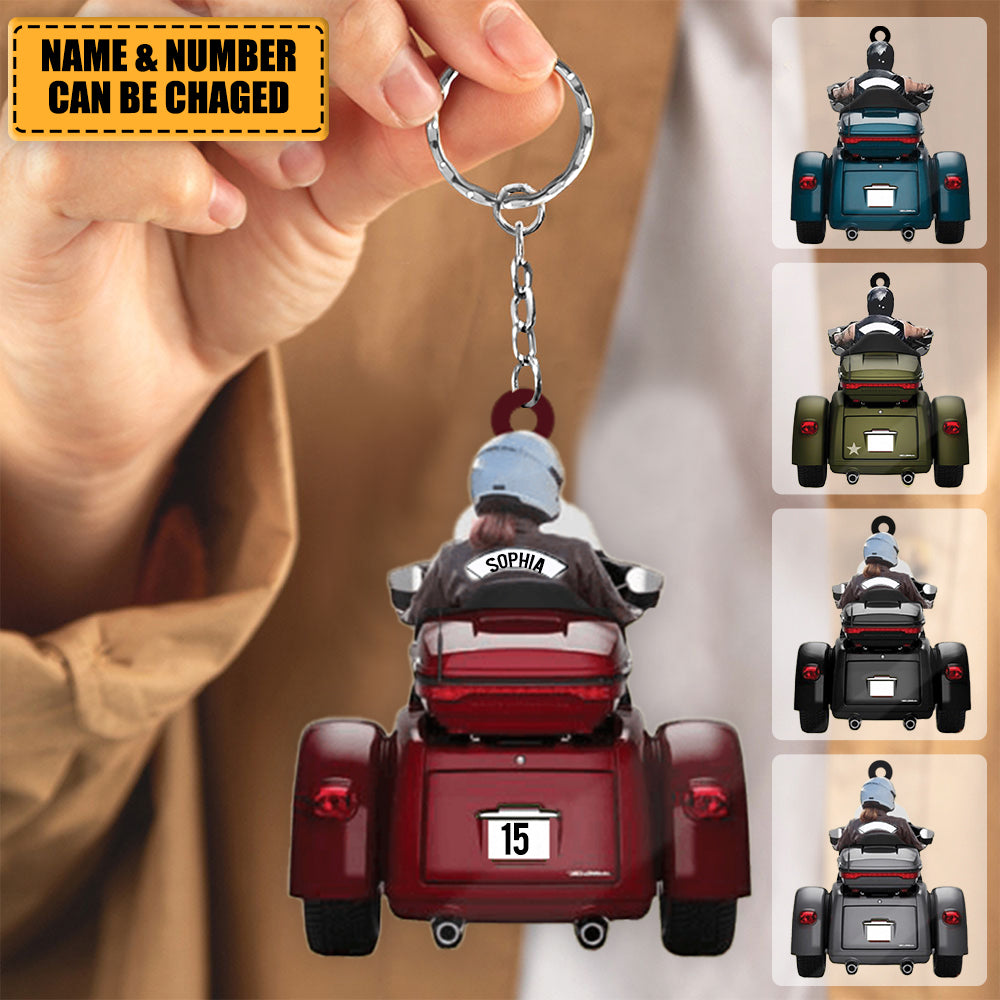 Personalized Biker Trike Tri Glide Motorcycle Acrylic Keychain