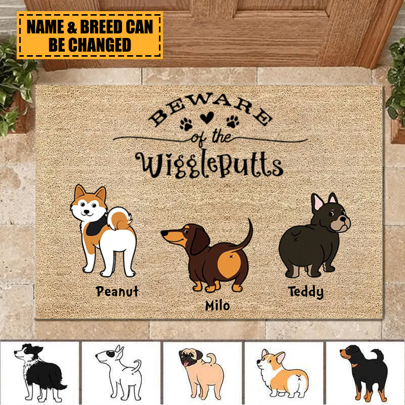 Dog Welcome Wiggle Butt Club Personalized Doormat