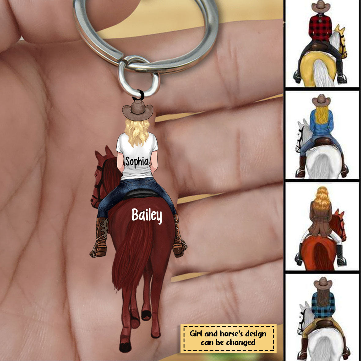 Horse Girl Back View Lived Happily Personalized Acrylic/Stainless Steel Keychain