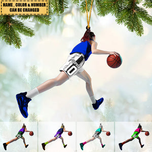 Personalized Female/Girl/Teen Basketball Player Acrylic Car / Christmas Ornament