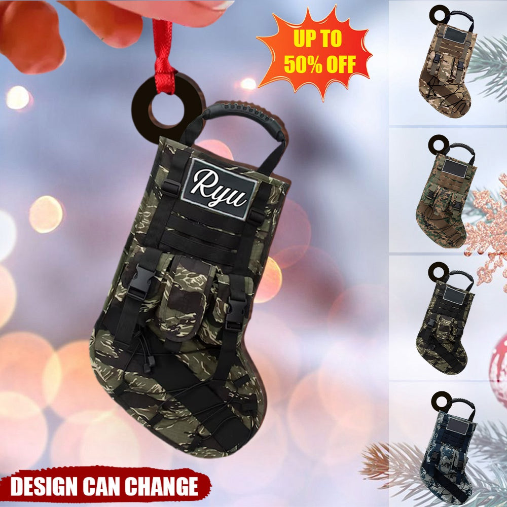 Christmas Military Themed Holiday Stockings Personalized Ornament