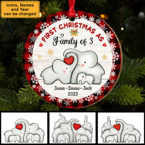 Baby First Christmas Puzzle Elephant Personalized Circle Ornament