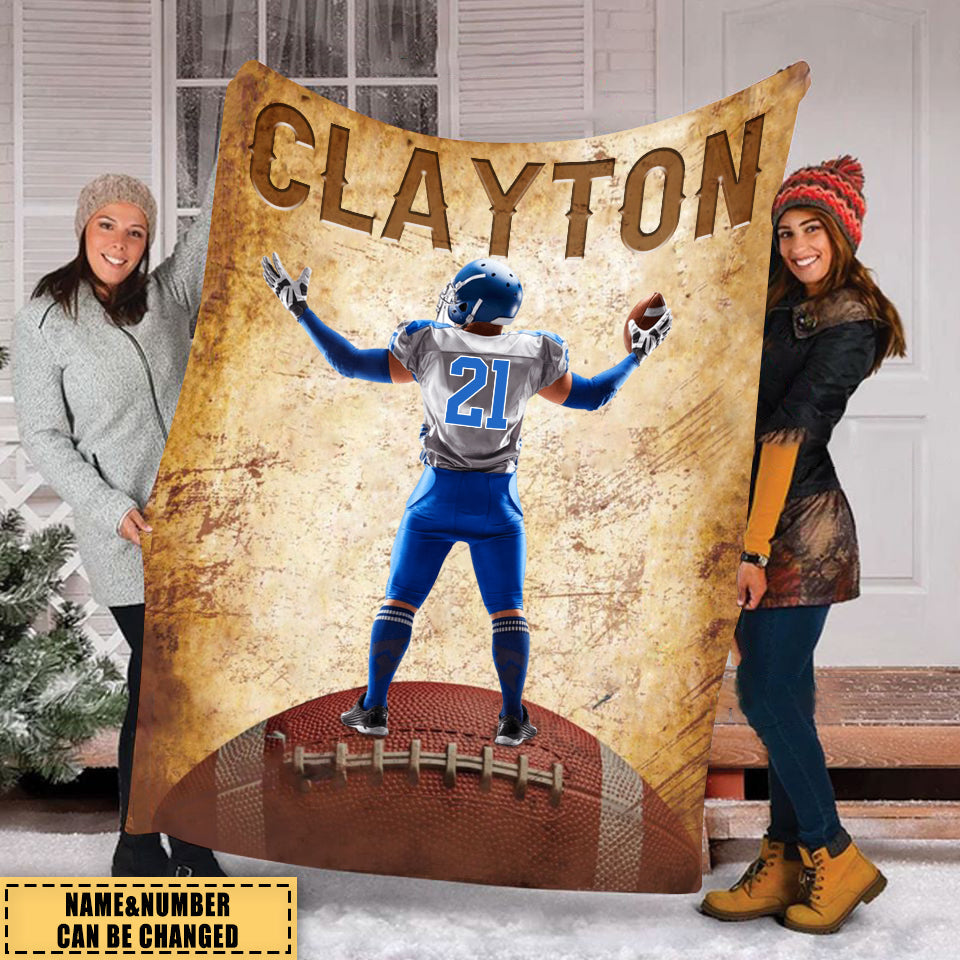 American Football Player Personalized Fleece Blanket