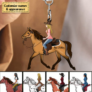 Girl Riding Horse Personalized Acrylic Keychain