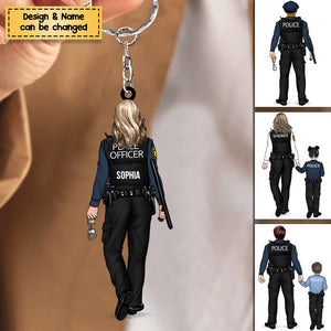 Police Family - Personalized Police Officer Acrylic Keychain