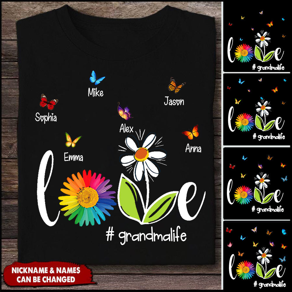 Love Grandma Life Butterfly Personalized T-shirt