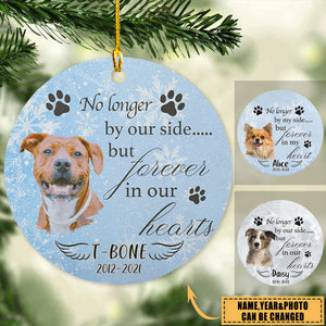 No Longer By Our Side But Forever In Our Hearts Dog Personalized Memorial Ceramic Ornament
