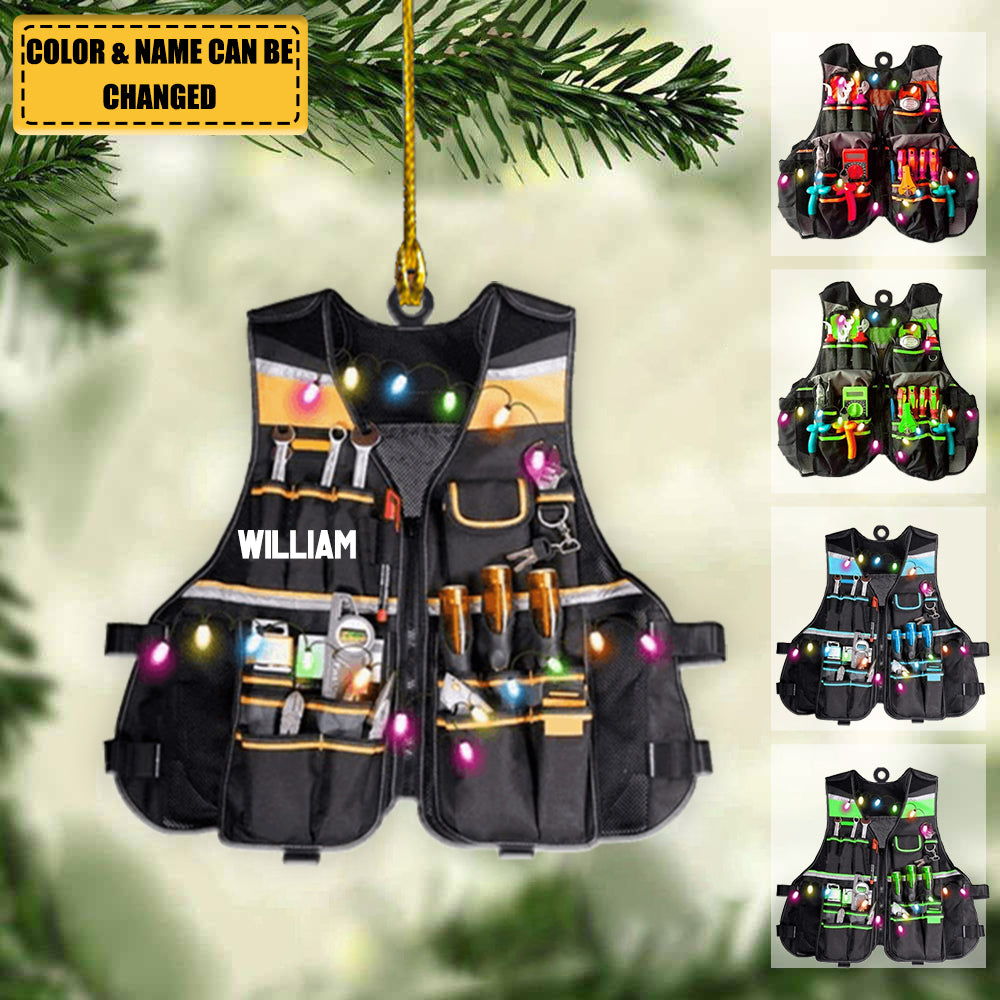 Personalized Electrician Vest Christmas Ornament