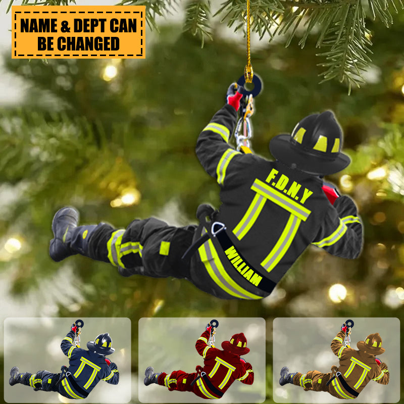 Firefighter On Duty, Personalized Fireman Acrylic Ornament