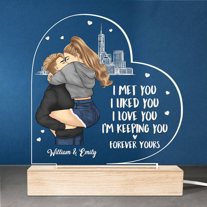 I Love You I'm Keeping You - Couple Personalized Custom Heart Shaped Led Night Light - Gift For Husband Wife, Anniversary