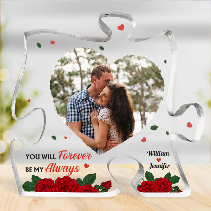 You're The Missing Piece To My Heart - Couple Personalized Custom Puzzle Shaped Acrylic Plaque - Upload Image, Gift For Husband Wife, Anniversary