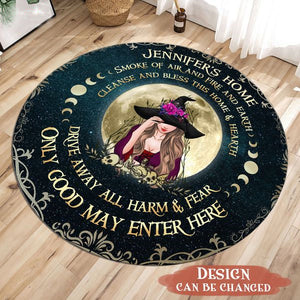 Custom Personalized Witch Round Rug - Gift Idea For Halloween/ Wicca Decor/Pagan Decor - Only Good May Enter Here