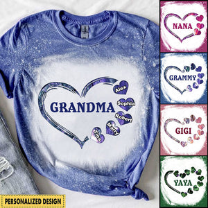 Sparkling Grandma - Mom With Sweet Heart Kids, Multi Colors Personalized 3D T-Shirt