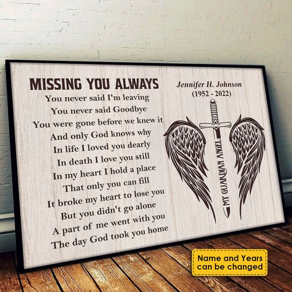 Missing You Always - Memorial Personalized Custom Horizontal Poster - Sympathy Gift For Family Members