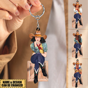 Personalized Cowgirl  Keychain - Boots Class And A Little Sass