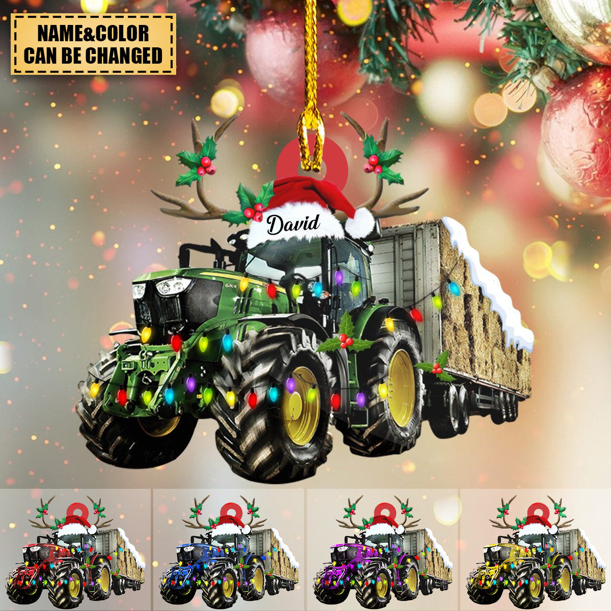 Personalized Farmer Tractor Christmas Ornament - Gift for Farmer