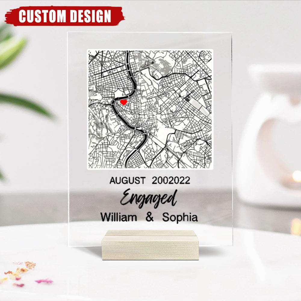 Our First Date Personalized-Map Acrylic Plaque-Gift For Couple