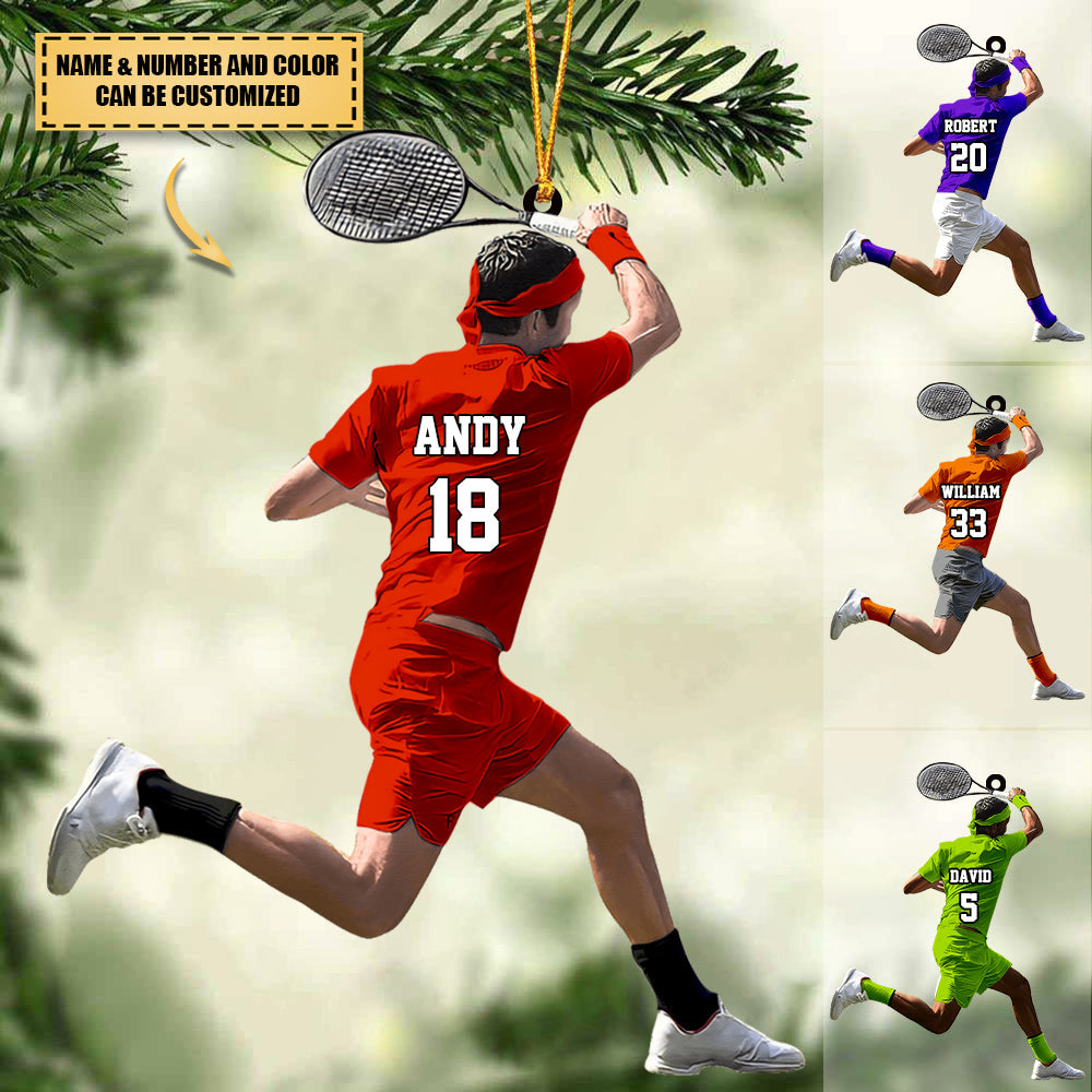 Personalized Boy Tennis Player Acrylic Christmas Ornament-Gift For Tennis Lovers/Players