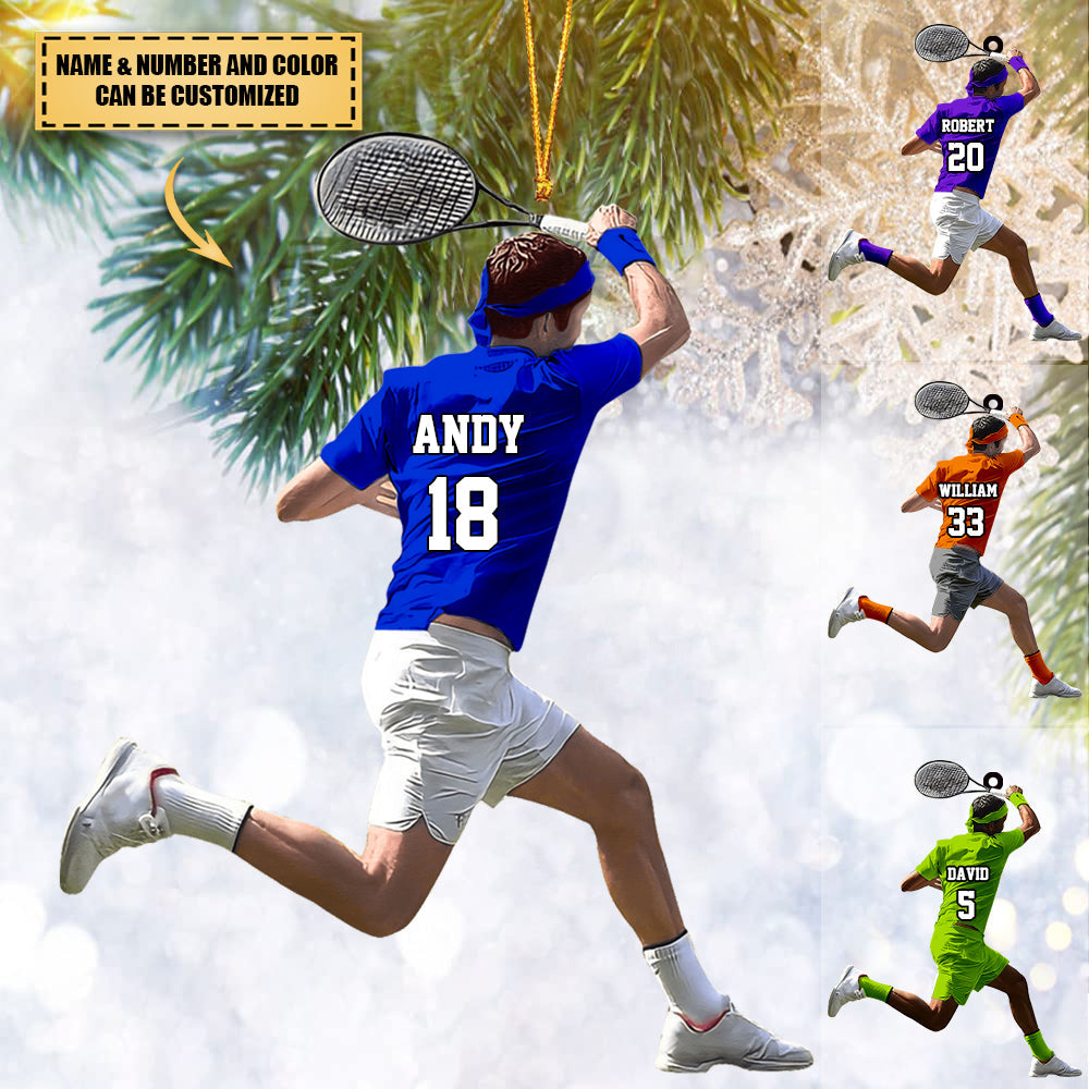 Personalized Boy Tennis Player Acrylic Christmas Ornament-Gift For Tennis Lovers/Players