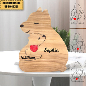 Gift For Family - Personalized Bear Family Wooden Art Puzzle