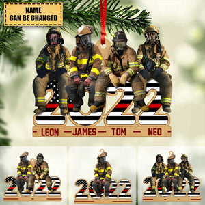 Personalized Firefighters 2022 Christmas Wood Ornament