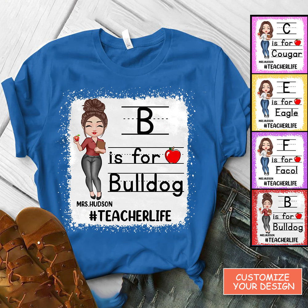 Personalized School Mascot Custom Teacher T-Shirt, Custom Gifts For Teacher