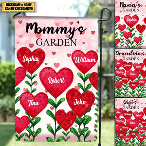 Auntie Mom Grandma's Garden Loads Of Sweet Heart Kids Personalized Flag