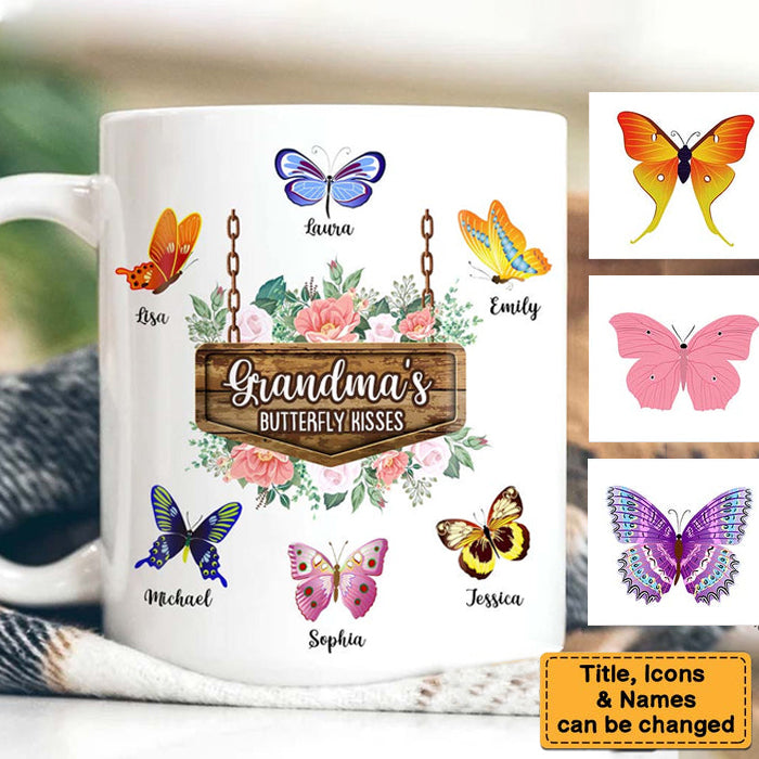 Grandma's Butterfly Kisses Personalized Mug