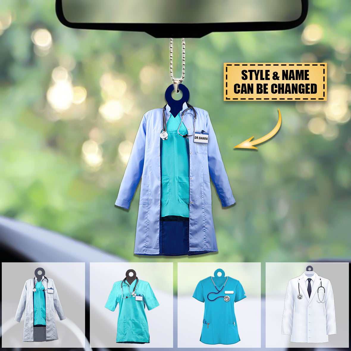 Personalized Doctor Coat Flat Acrylic Car Ornament