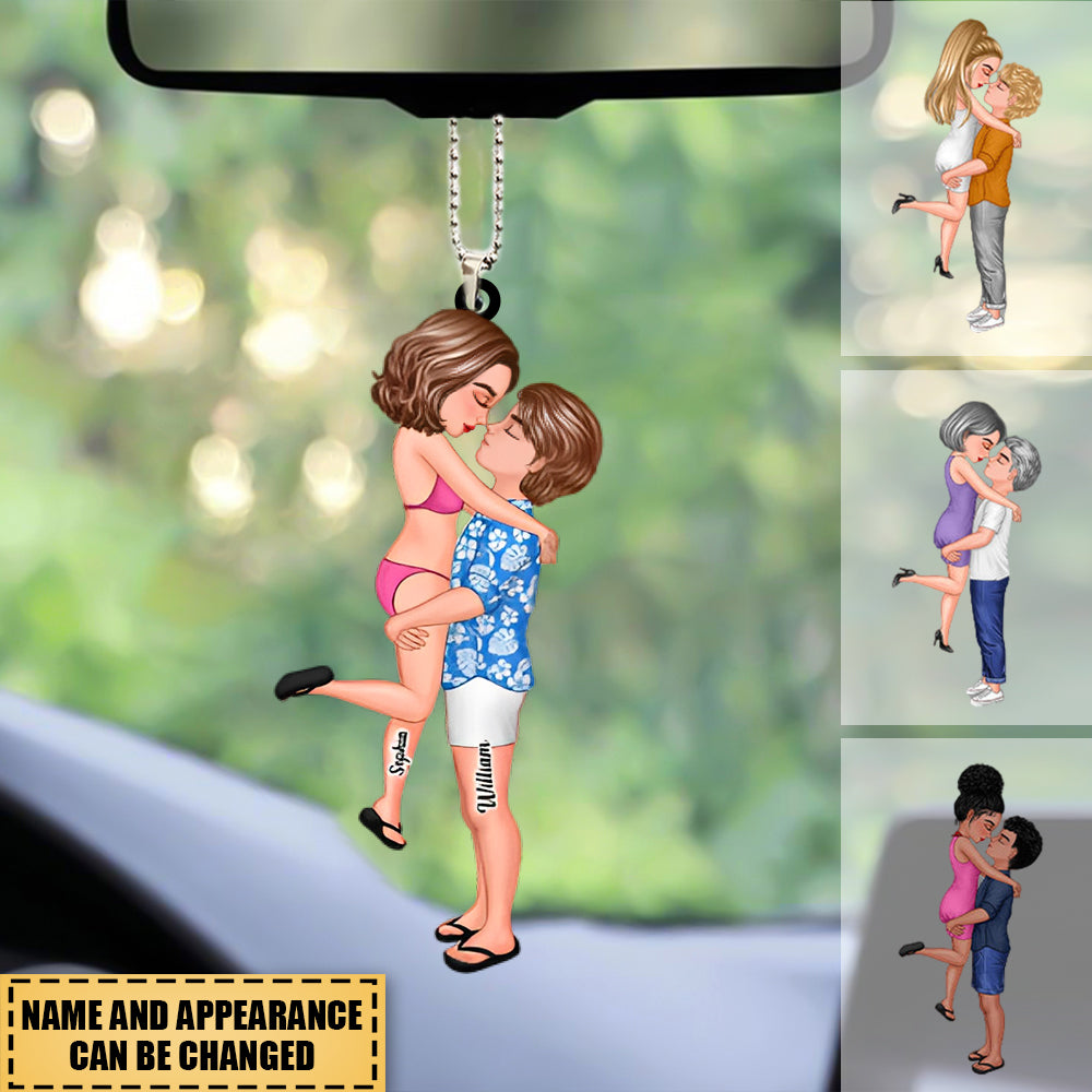 Personalized Doll Couple Kissing Hugging Car hanging Ornament - Gift For Couple