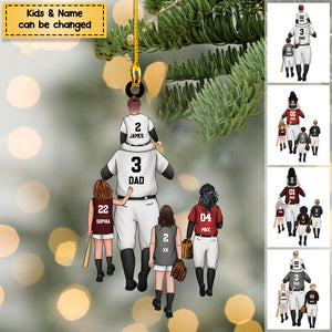 Personalized Baseball Kids & Dad Acrylic Christmas / Car Ornament