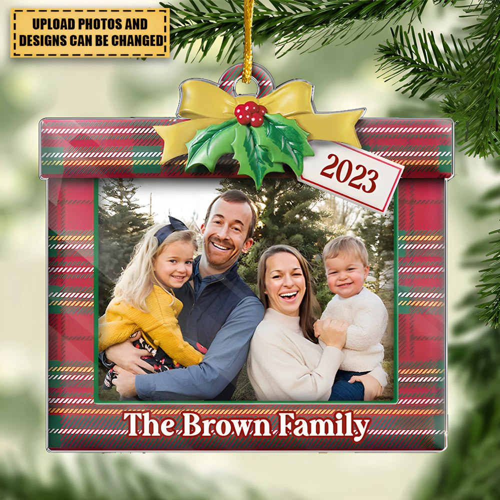 Custom Photo Family Is Where Love Never Ends - Family Personalized Custom Ornament - Acrylic Custom Shaped - Christmas Gift For Family Members