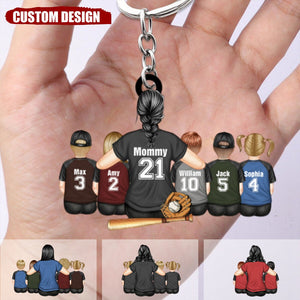 Baseball Mom Behind Every Baseball Player - Gift For Mom - Personalized Acrylic Keychain