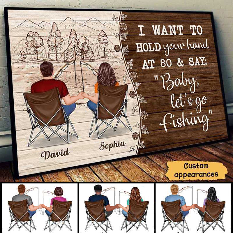 Fishing Couple Back View Personalized Horizontal Poster