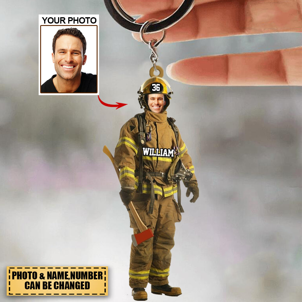 Personalized Acrylic Flat Keychain - Gift For Firefighter