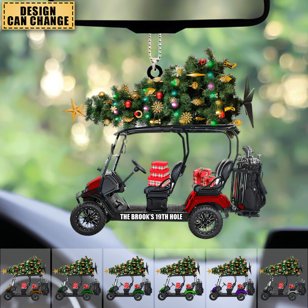 Golf Cart Family, Personalized Acrylic Car / Christmas Ornament