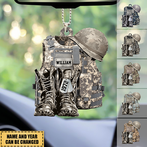 Personalized Military Camo Custom Name Christmas / Car Acrylic Ornament