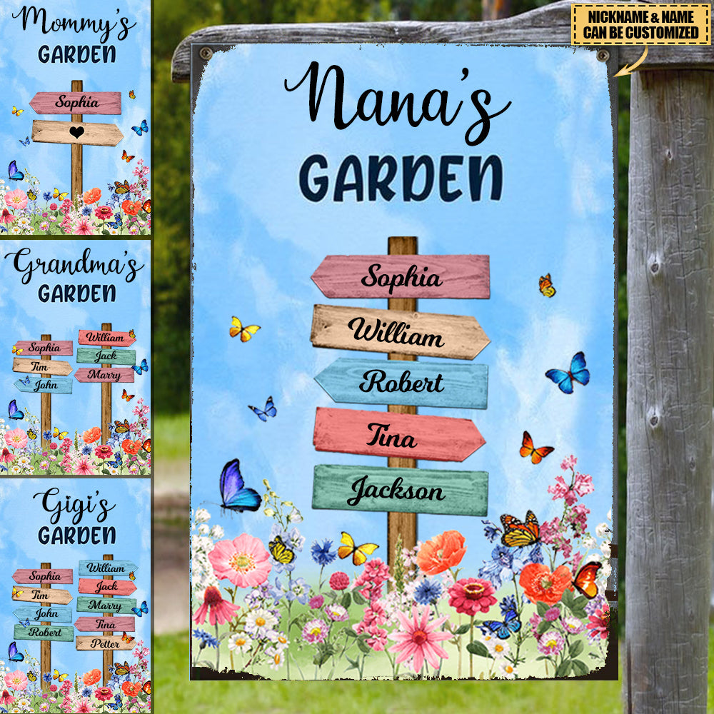 Grandma Garden Flower Sign Personalized Classic Metal Signs