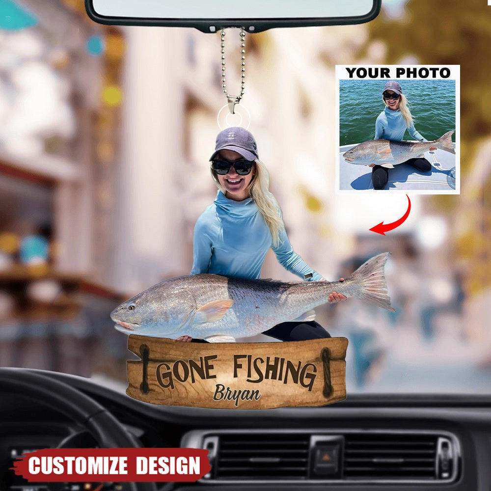 Gift for Fisherman Go Fishing Personalized Car Ornament, Unique