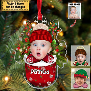 Kids/Grandkids In Snow Pocket Personalized Christmas Acrylic Ornament
