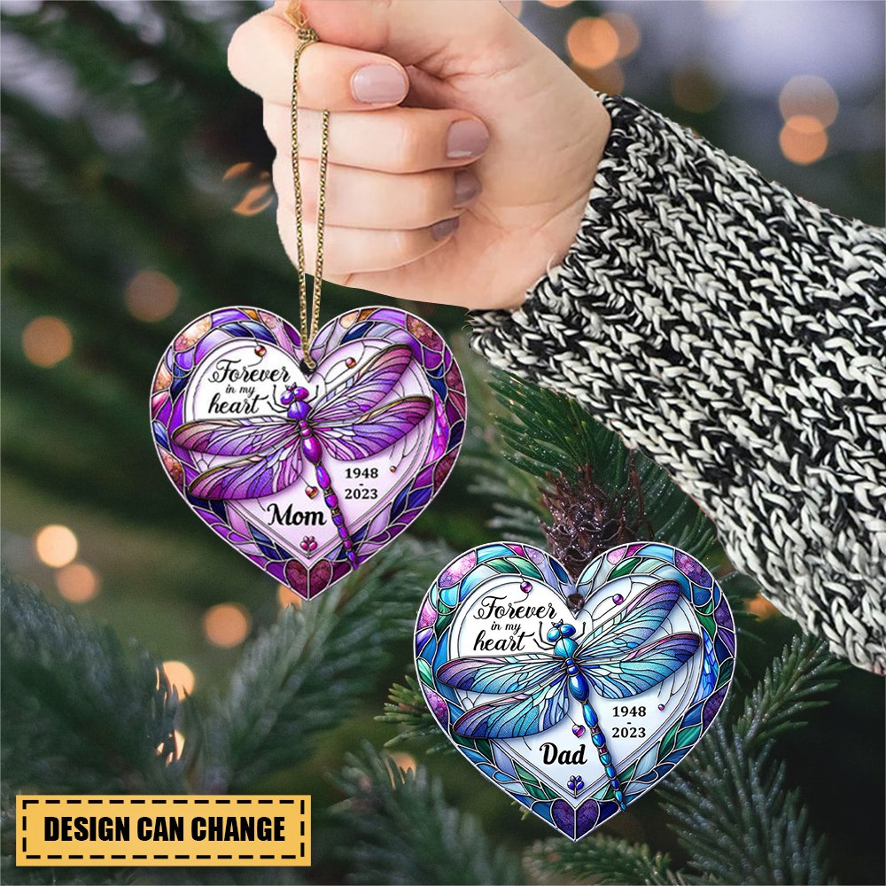 Forever In My Heart Memorial Dragonfly Personalized Acrylic Ornament