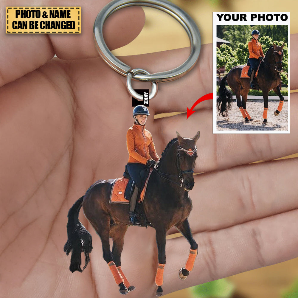 Personalized Keychain - Gift For Horse Lover, Horse Mom, Horse Dad - Custom Your Photo Acrylic Keychain
