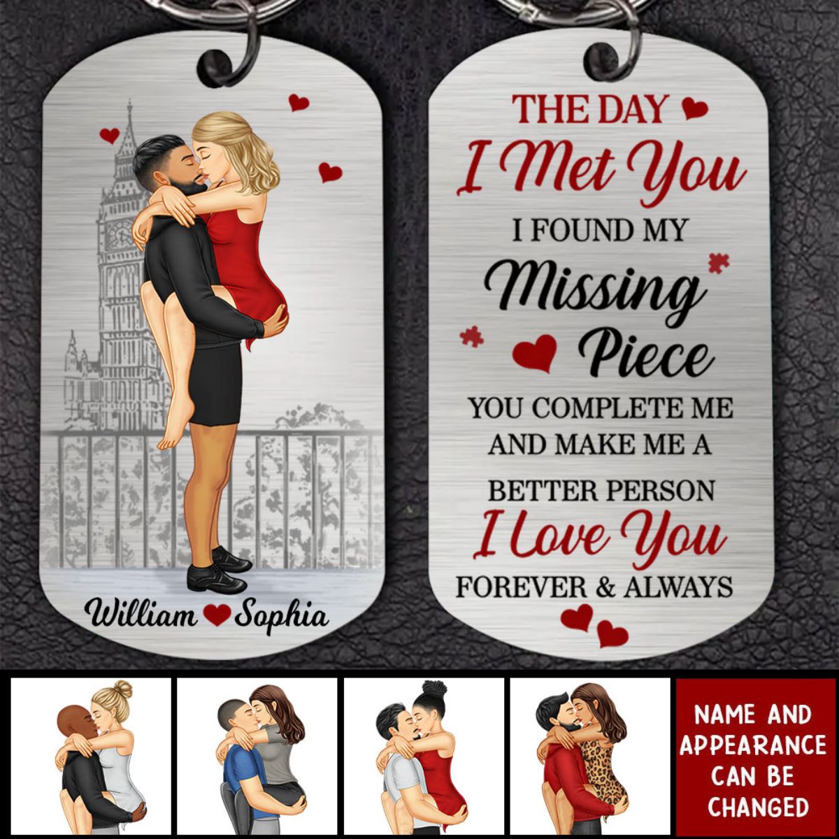 The Day I Met You-Personalized Gifts For Couple Stainless Steel Keychain