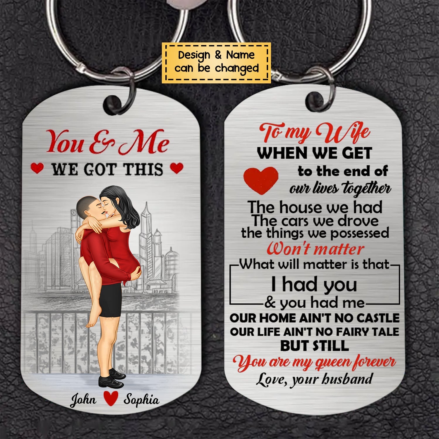 To My Wife-Personalized Stainless Steel Keychain-Gift For Couples