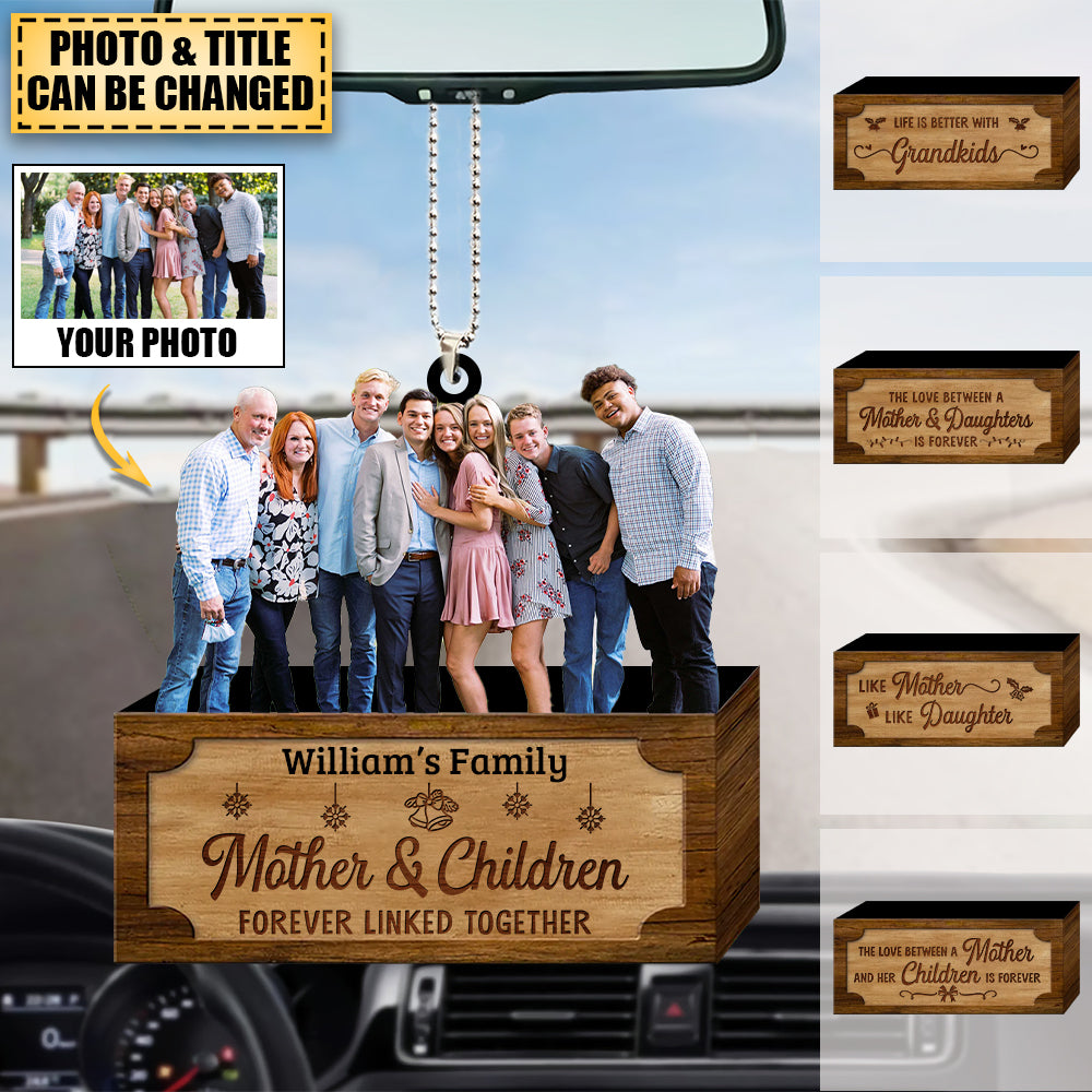 Mother & Daughters Forever Linked Together - Personalized Car Hanging Ornament - Upload Photo