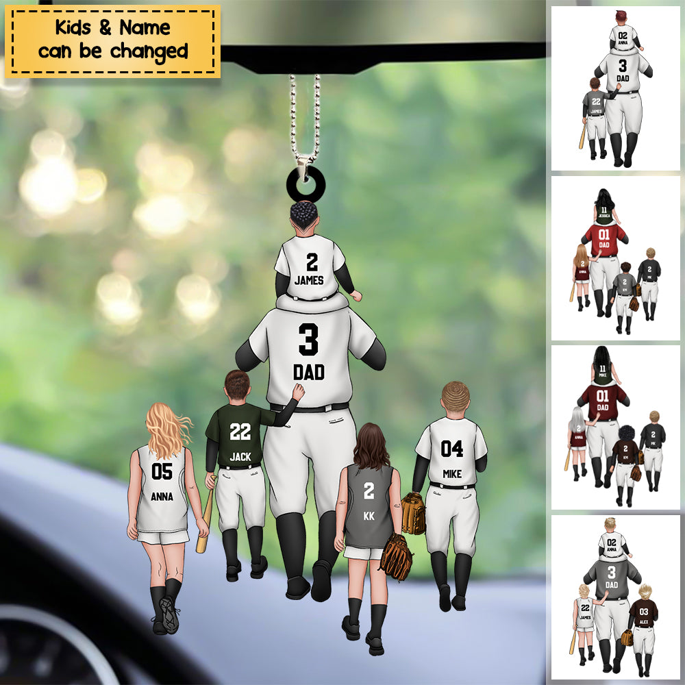 Personalized Baseball Kids & Dad Acrylic Christmas / Car Ornament