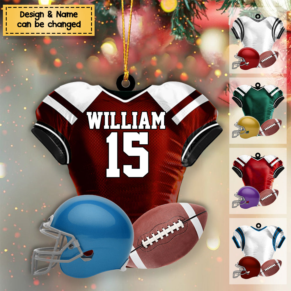 Football Player Uniform Personalized Acrylic Christmas/Car Ornament - Gift For Football Lovers