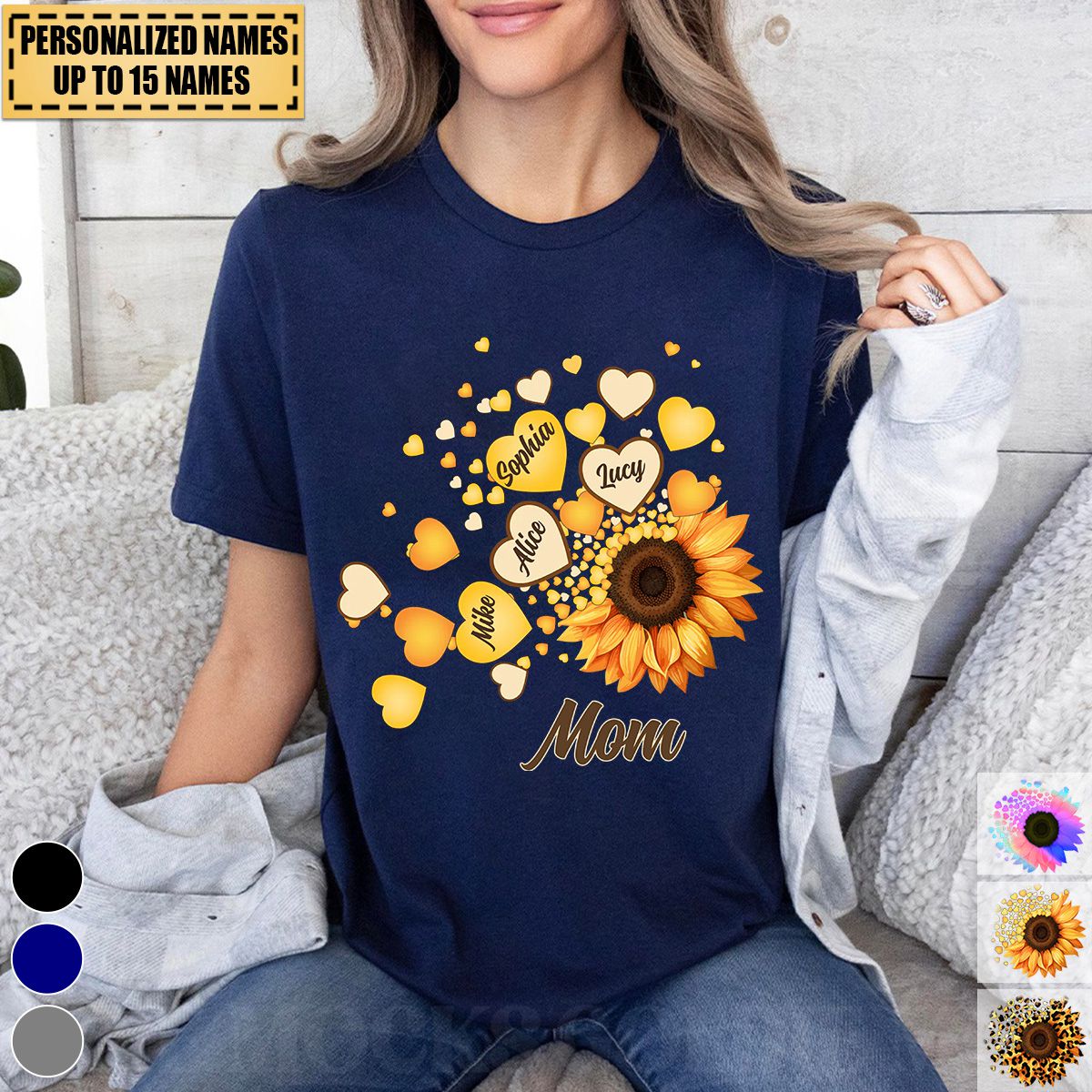 Grandma/Mom Kids Sunflower - Gift For Mother, Grandmother - Personalized T-Shirt